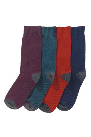 Basket Weave Textured Socks Four Pack